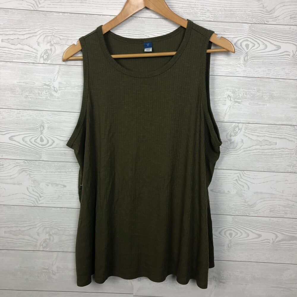 Old Navy Luxe Women's XL Ribbed Scoop Neck Tank Top Olive Green Casual Shirt